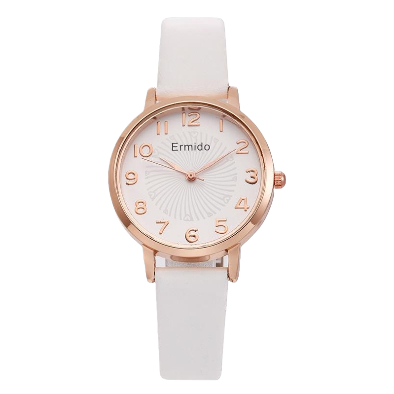 الساعة البيضاء مع قشرة ذهبية وردة سيدة كوارتينغ Item Picture
