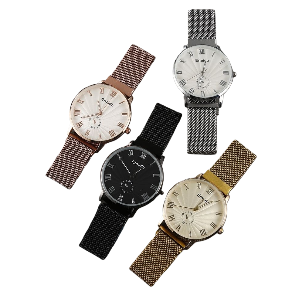 Four metal mesh strap watches with comfortable and breathable stainless steel straps, suitable for both men and women, for business and casual use Item Picture