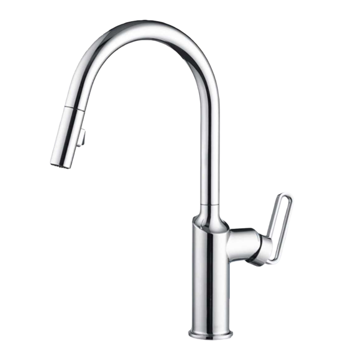 The silver pull-out faucet in the kitchen can be rotated and lifted to drain the water Item Picture