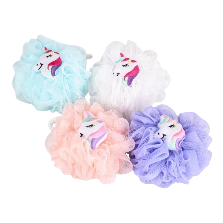 Colorful unicorn-shaped bath balls, children's fun foaming toys, soft, skin-friendly and degradable Item Picture