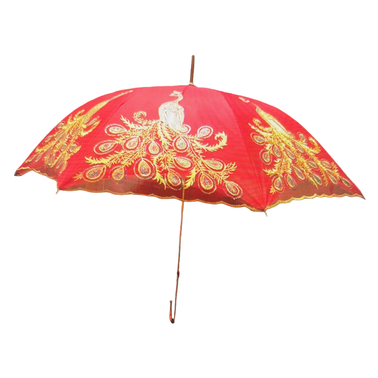 Pavo real rojo bordado sol lluvia paraguas de doble uso impermeable protección solar sombreado plegable portátil Item Picture