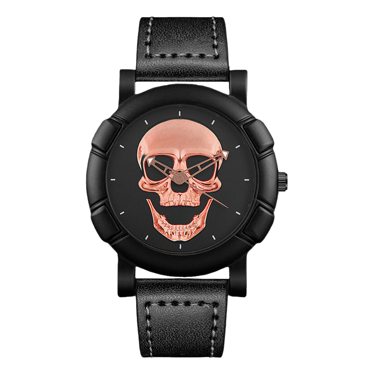 Black case skull dial mechanical watch for men, trendy and personalized wristwatch Item Picture