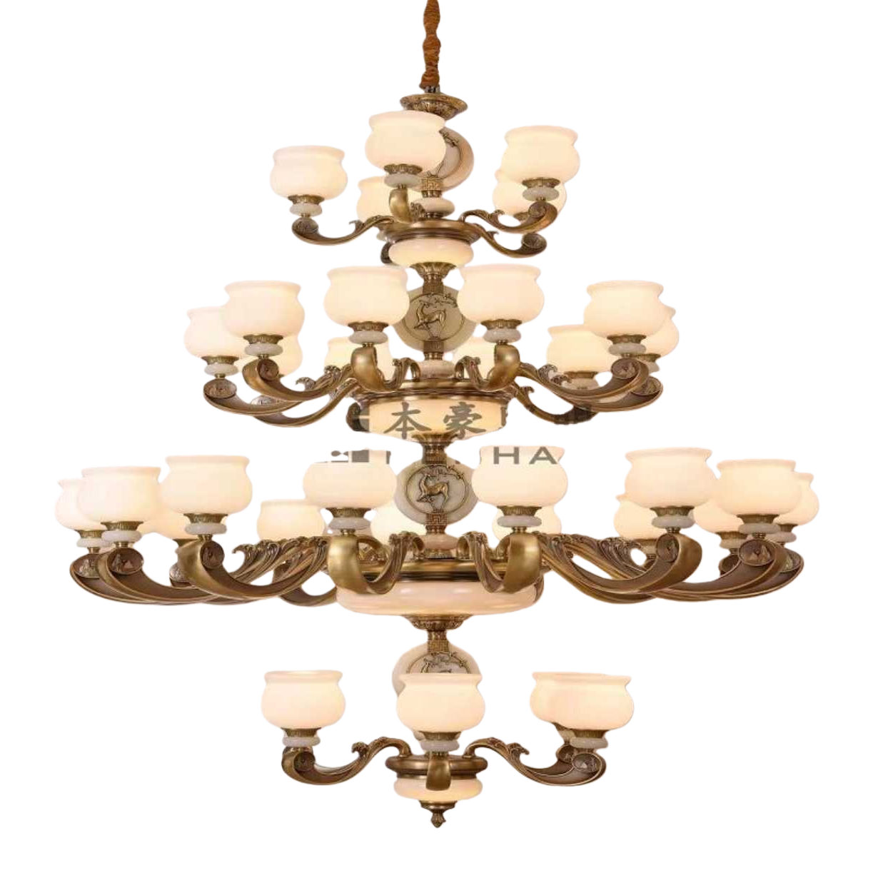 The golden carved multi-layer chandelier is a modern and simple main light for the Nordic light luxury living room, bedroom and dining room Item Picture