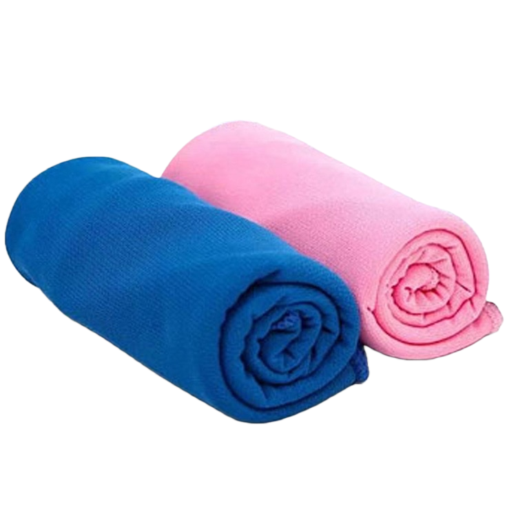 Blue and pink rolled towel with ice cubes and water splash background for home bathroom use Item Picture