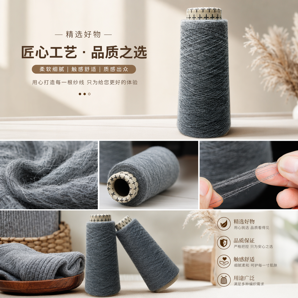 灰色纱线筒 手工编织毛线团家用针织线材详情1
