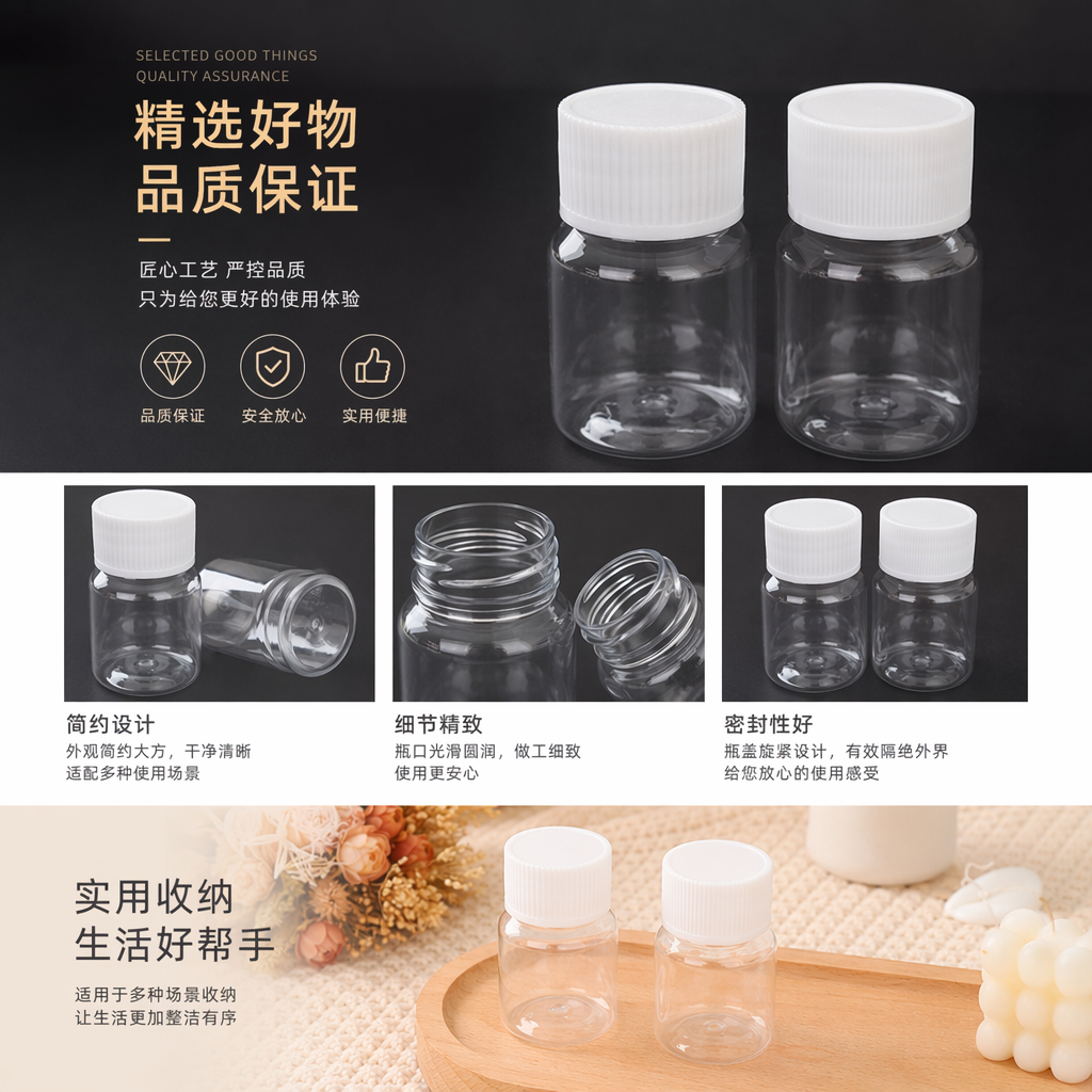 透明小瓶装化妆品收纳盒 多功能便携旅行分装瓶 可重复使用详情1