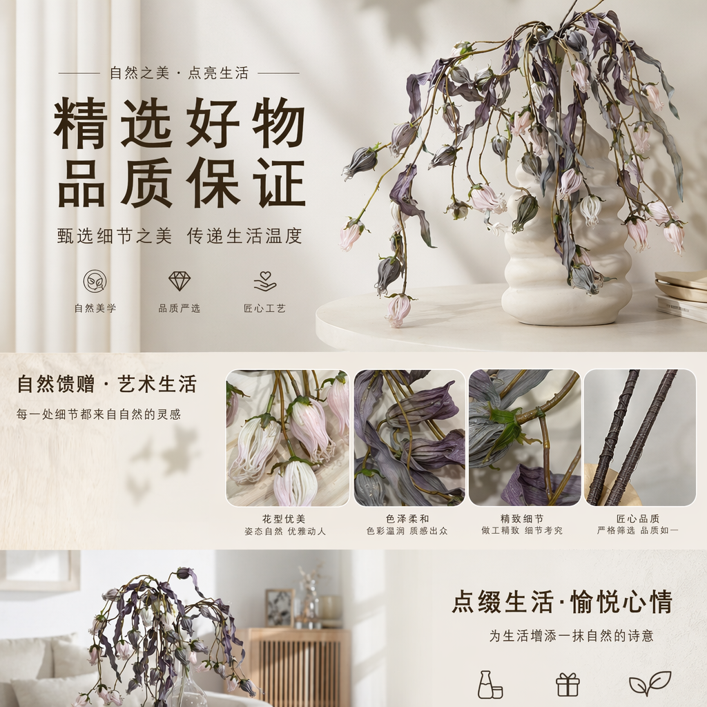 紫色灰白渐变钩织百合仿真花束 泡沫花人造花花朵详情1