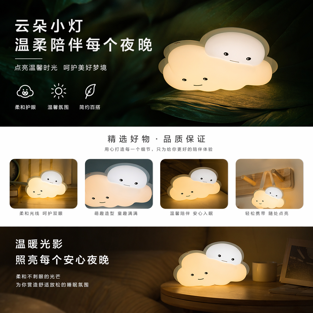 云朵造型LED吸顶灯卧室儿童房北欧风简约客厅灯具详情1