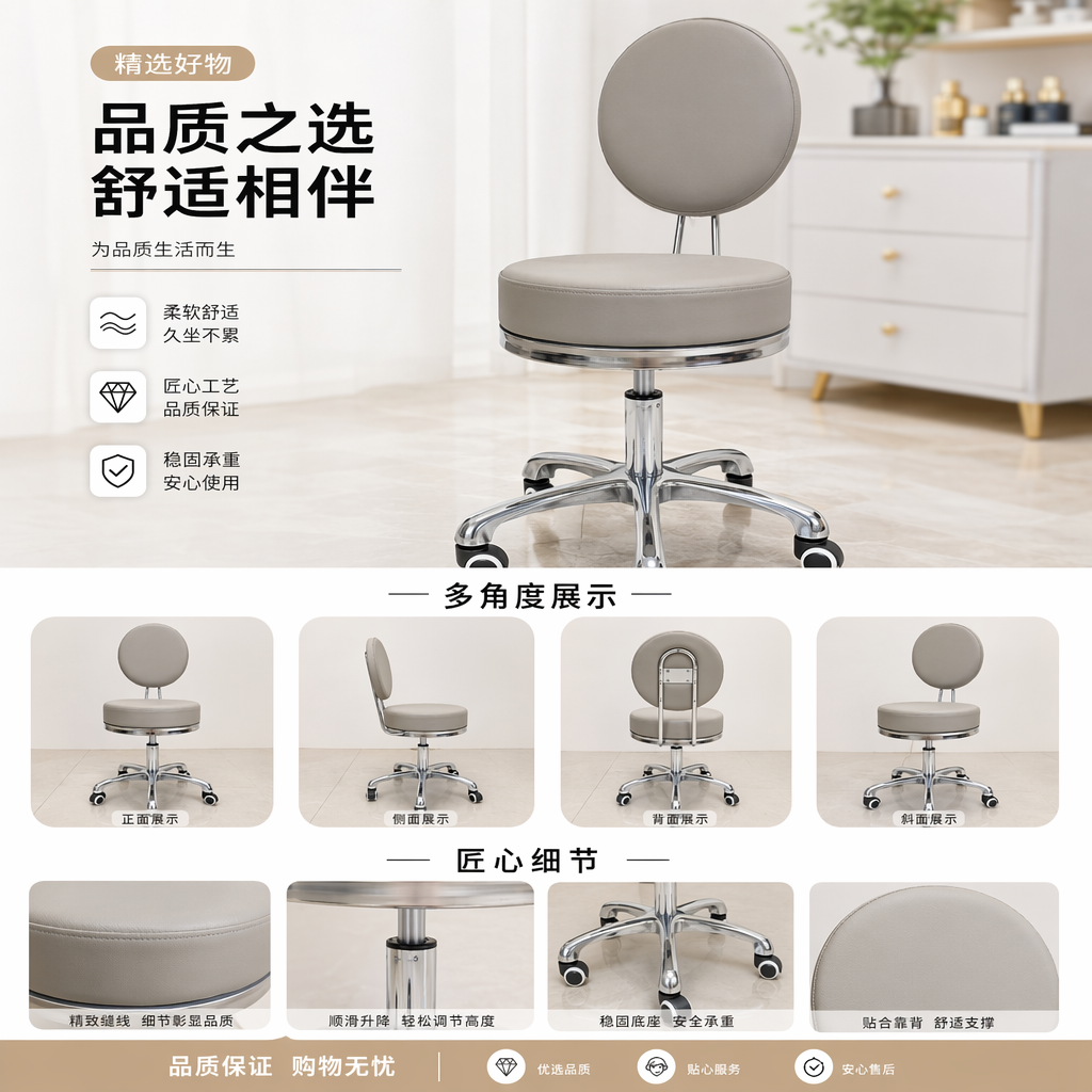 灰色人体工学办公椅可升降旋转带腰靠舒适家用电脑椅详情1
