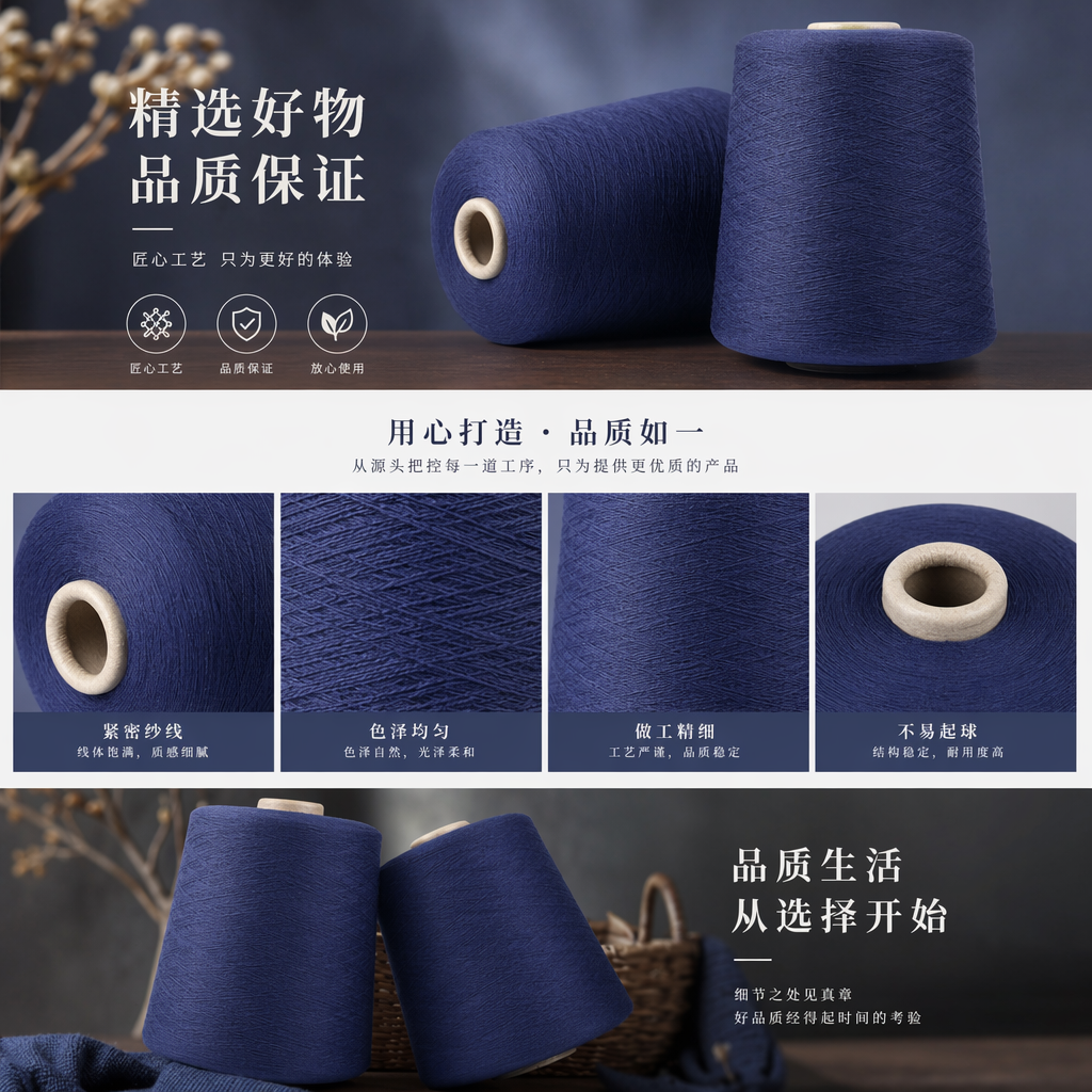 深蓝色32#电线电缆纱线卷 透明塑料袋包装 白色货架展示详情1