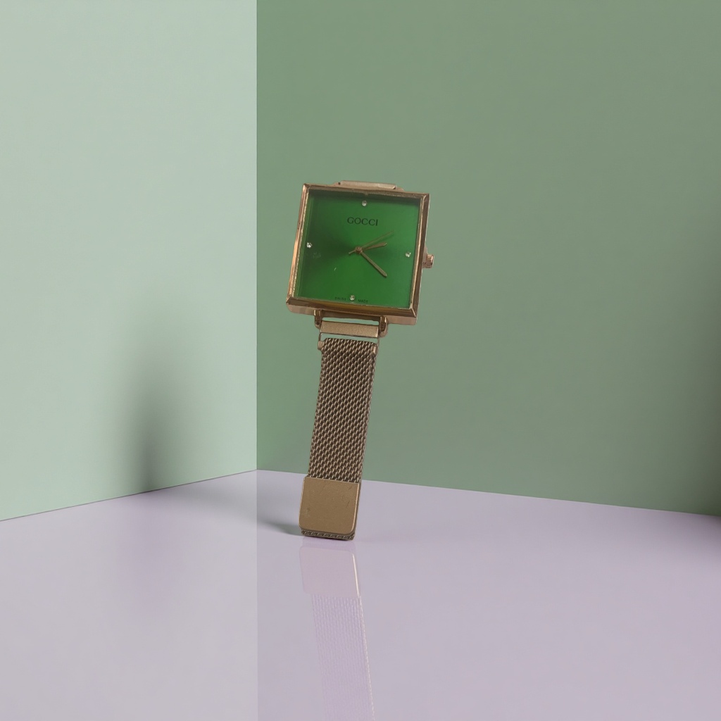 Green dial, gold watch, quartz wristwatch for men and women, simple, fashionable, business and casual Specification image