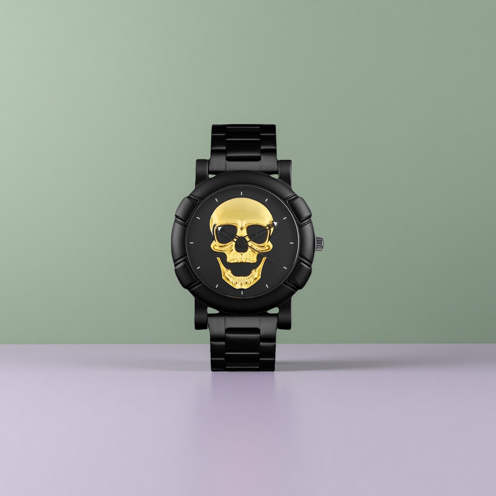 Black case and golden skull watch, a trendy mechanical wristwatch for men Application Scenario