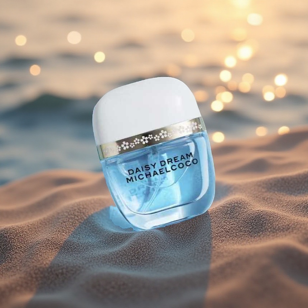 Blue perfume bottle, transparent bottle body, light blue perfume Specification image