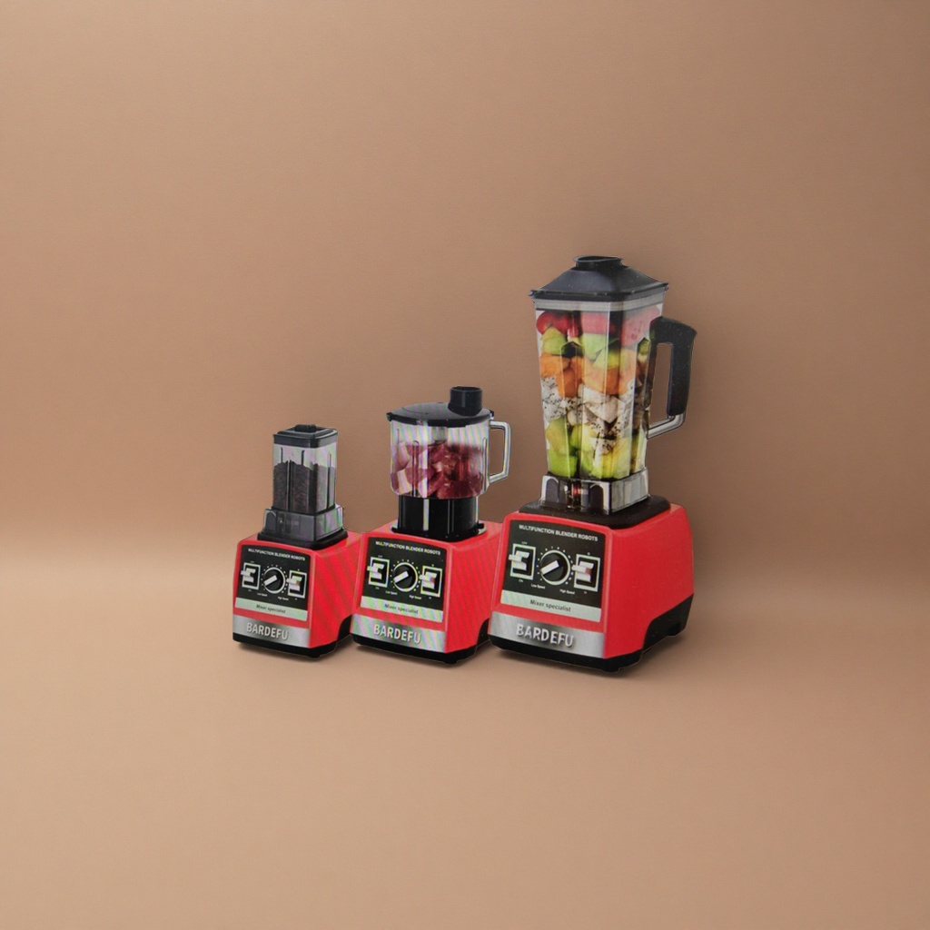 BARDEFU red base multi-functional MIXER, three units, transparent cup body, black lid MIXER SPECIALIST Application Scenario