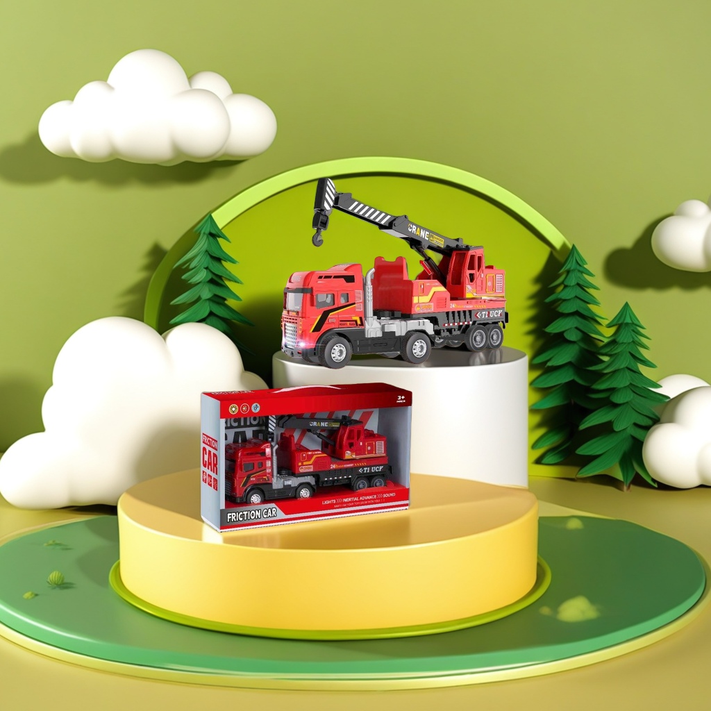Red crane toy car, construction machinery simulation, remote control, movable, children's intelligence and early education details Picture