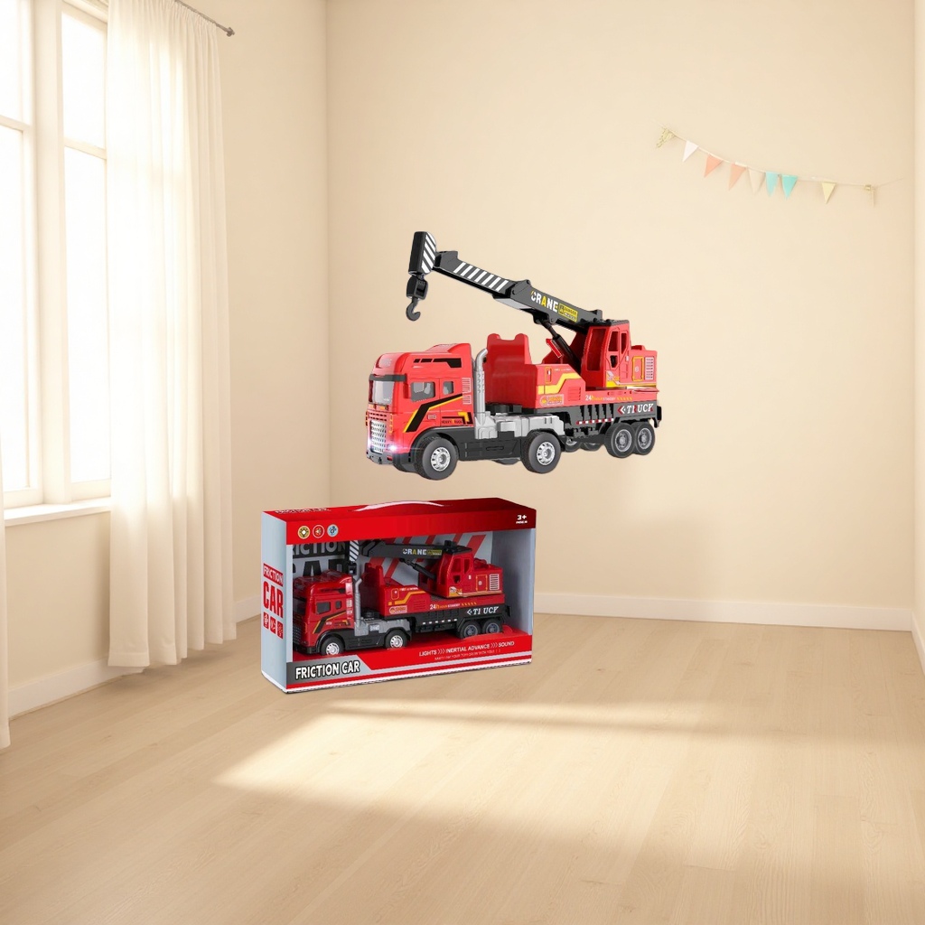 Camión de juguete de grúa roja simulación de maquinaria de construcción control remoto móvil niños puzzle early learning