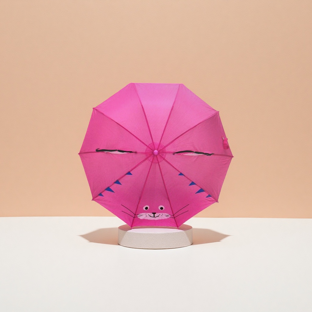 Pink cartoon cat pattern all-weather umbrella, waterproof, sun-proof, lightweight and foldable