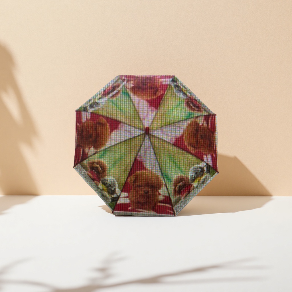 Colorful puppy pattern all-weather umbrella, waterproof, sun-proof, lightweight and foldable, suitable for both women and men details Picture