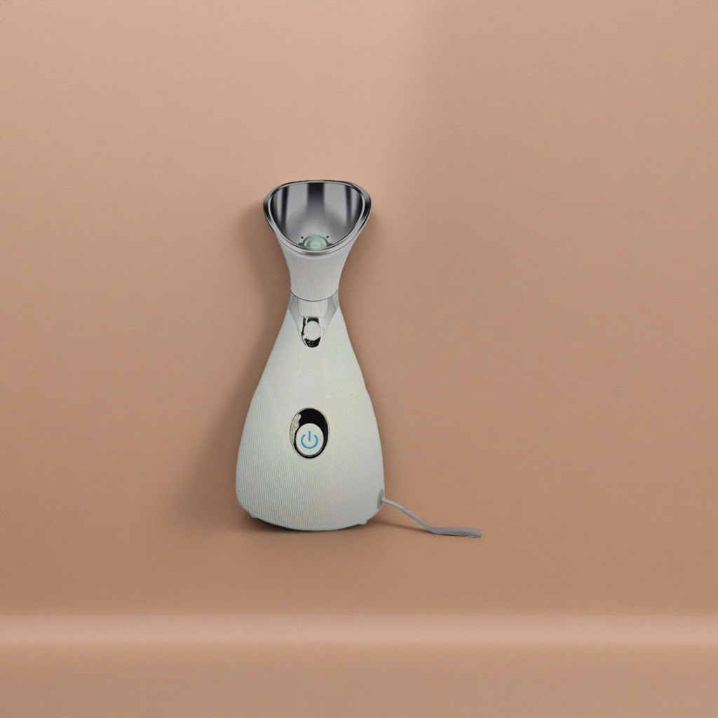The white steam beauty device for deep facial cleansing and hydration is now portable for home use