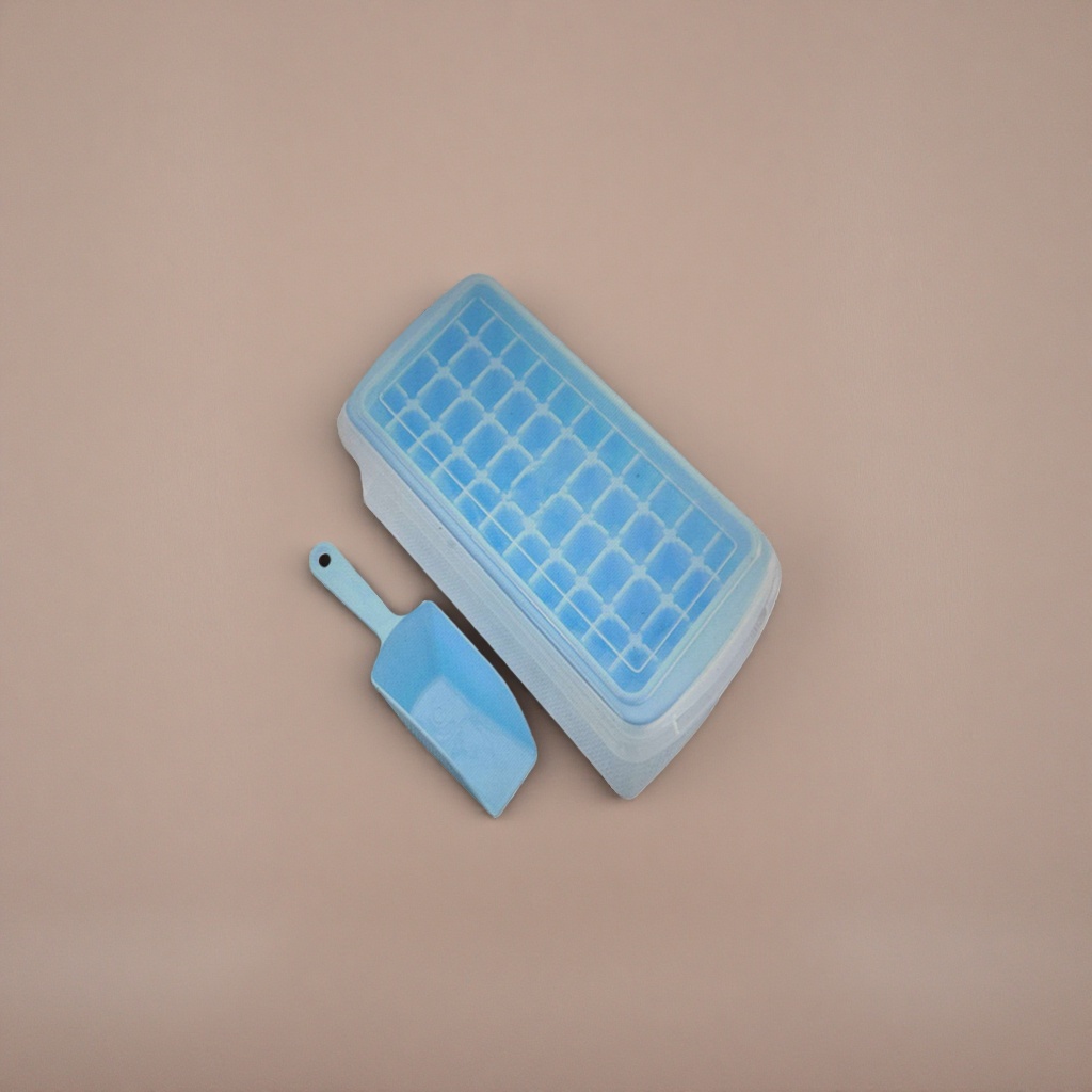 Blue ice cube tray mold with ice spatula, ice cube making tool, home kitchen ice box set details Picture