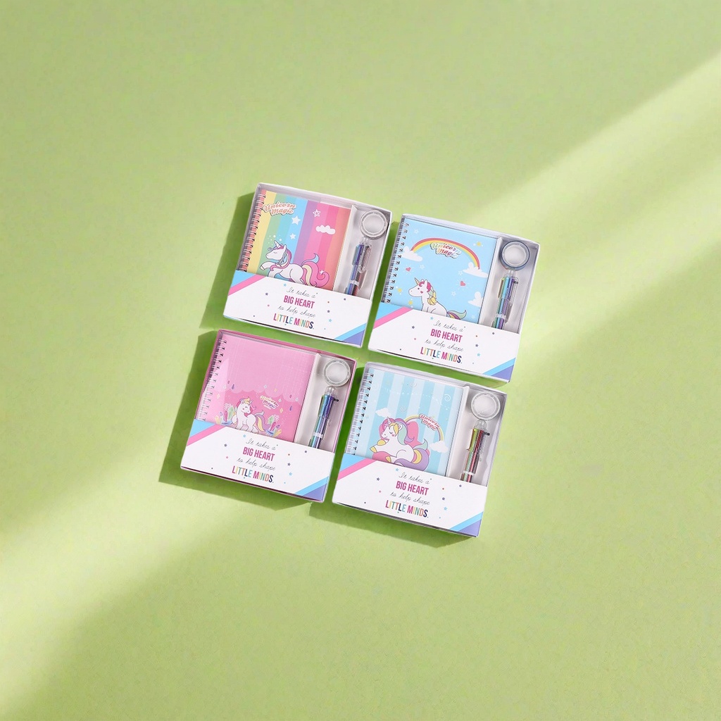彩色独角兽创意文具套装含笔尺橡皮本子多功能学生用品