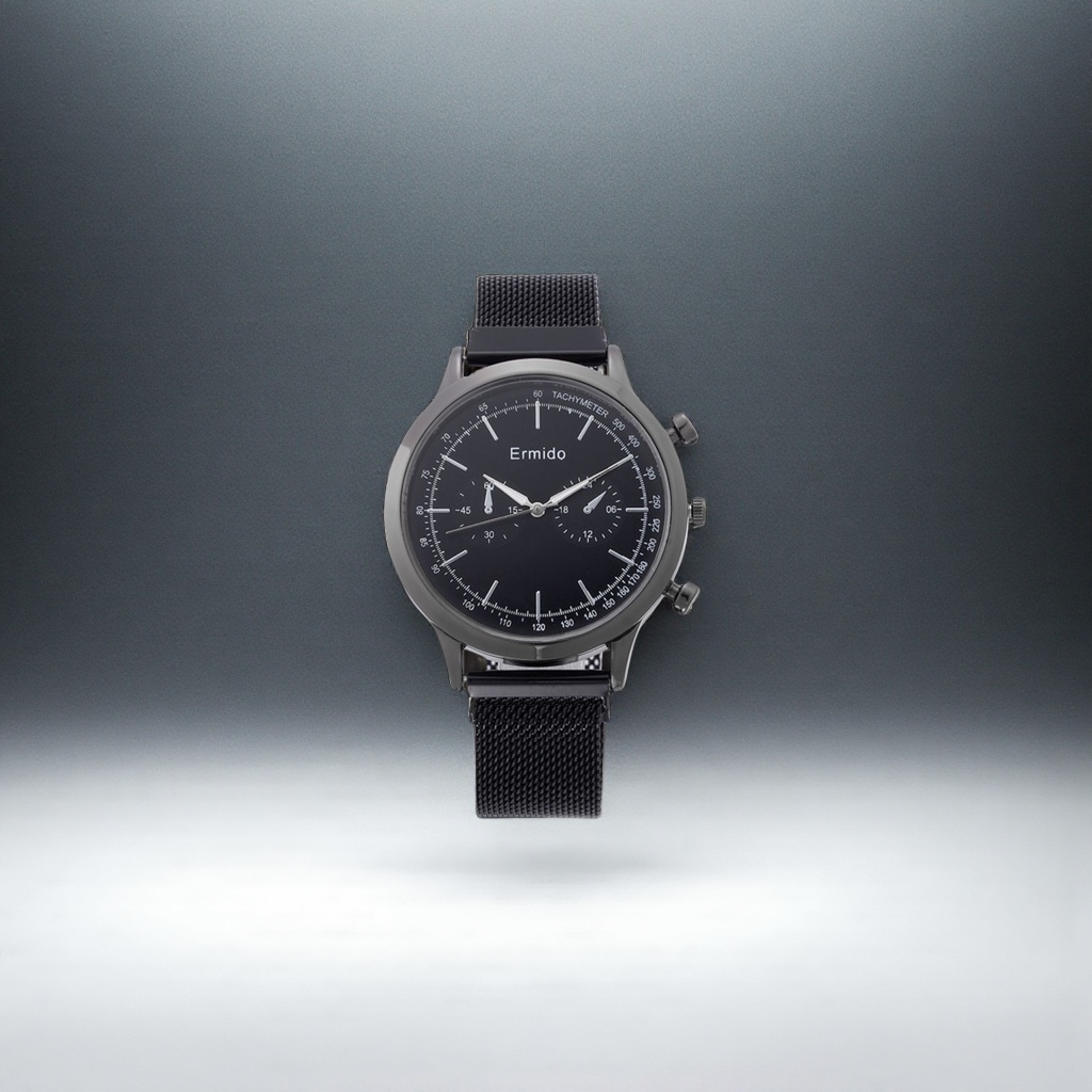 Black dial stainless steel mechanical watch for men's business dress Specification image