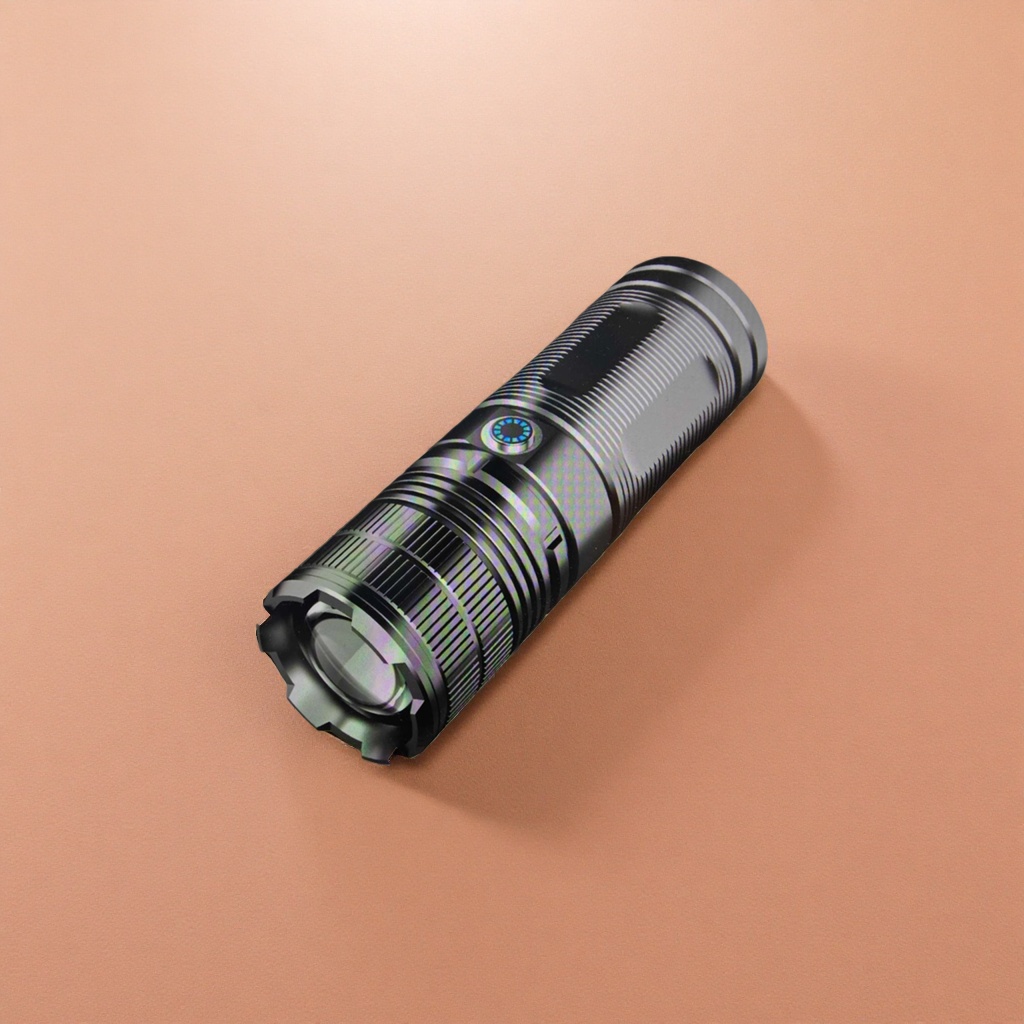 Black metal texture flashlight, high-intensity rechargeable portable LED outdoor lighting Application Scenario