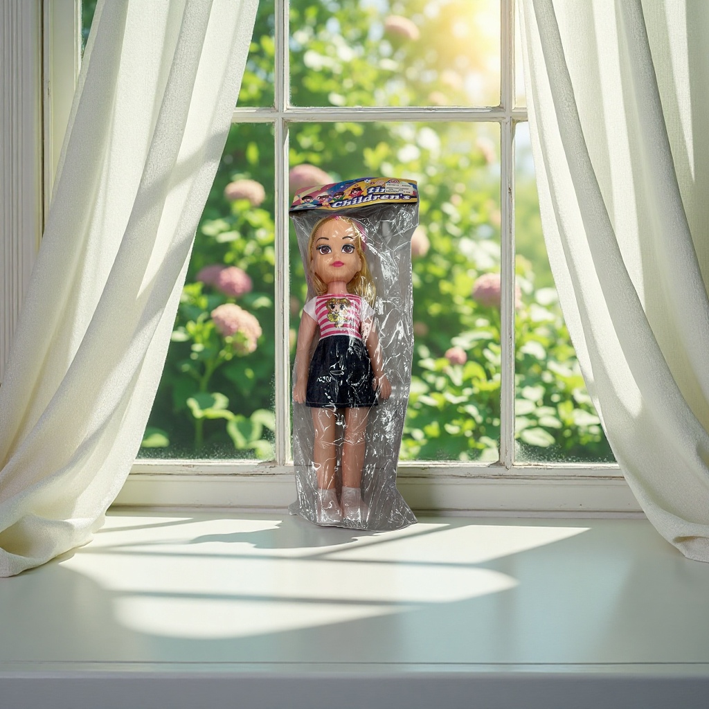 Blonde girl doll plastic packaging children's toy figurine details Picture