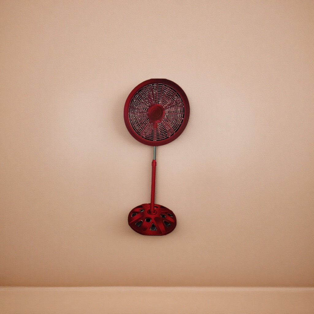 Red floor-standing fan for home use, silent, energy-saving, wide-angle air delivery, three-speed regulation Specification image