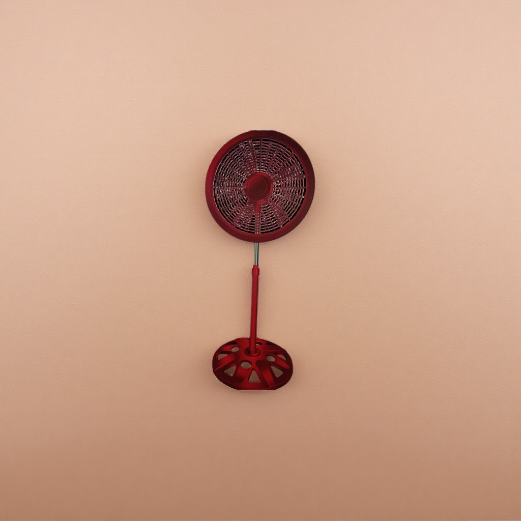 Red floor-standing fan for home use, silent, energy-saving, wide-angle air delivery, three-speed regulation details Picture