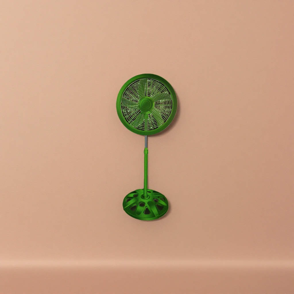 Green floor fan for home use, silent, energy-saving, wide-angle air supply, three-speed adjustment details Picture