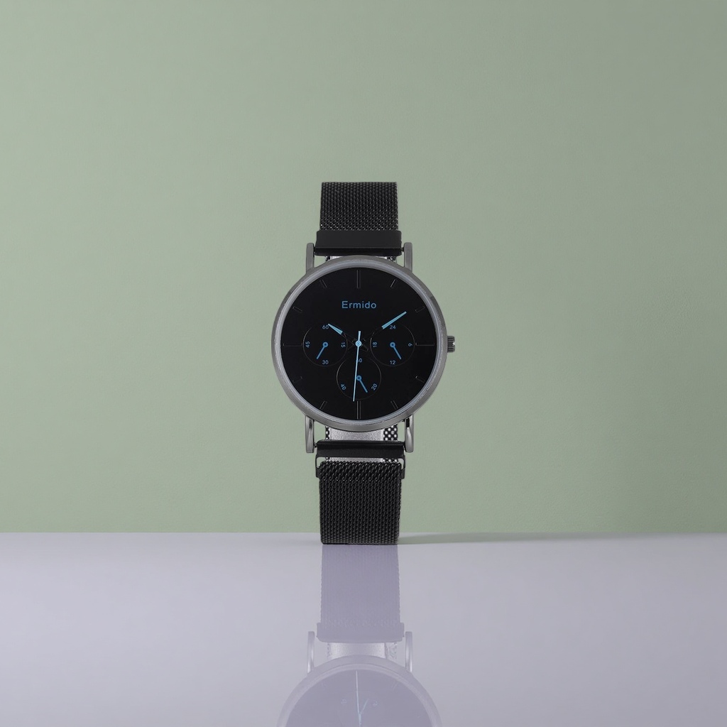 Black dial, stainless steel strap, men's automatic mechanical watch for business and casual use details Picture