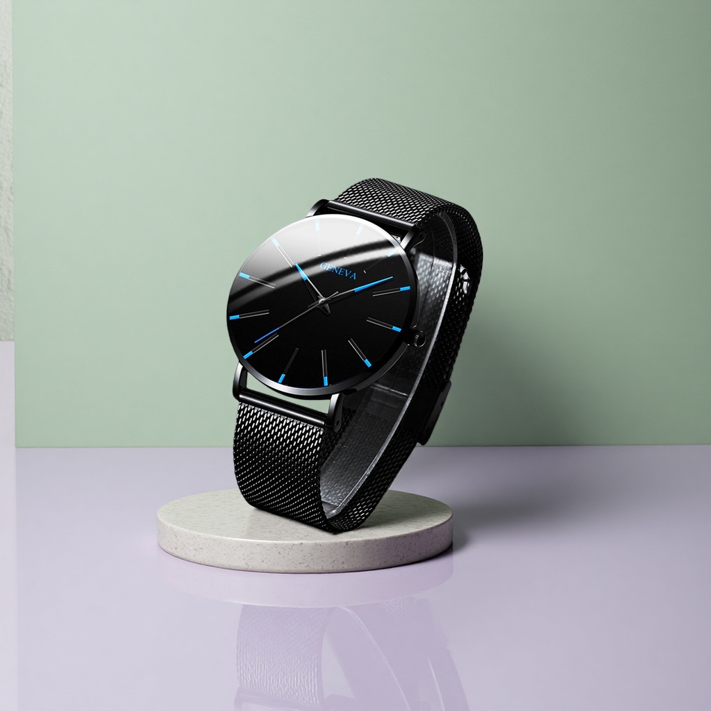 This classic and versatile men's watch with a black dial and stainless steel strap is suitable for daily commuting details Picture