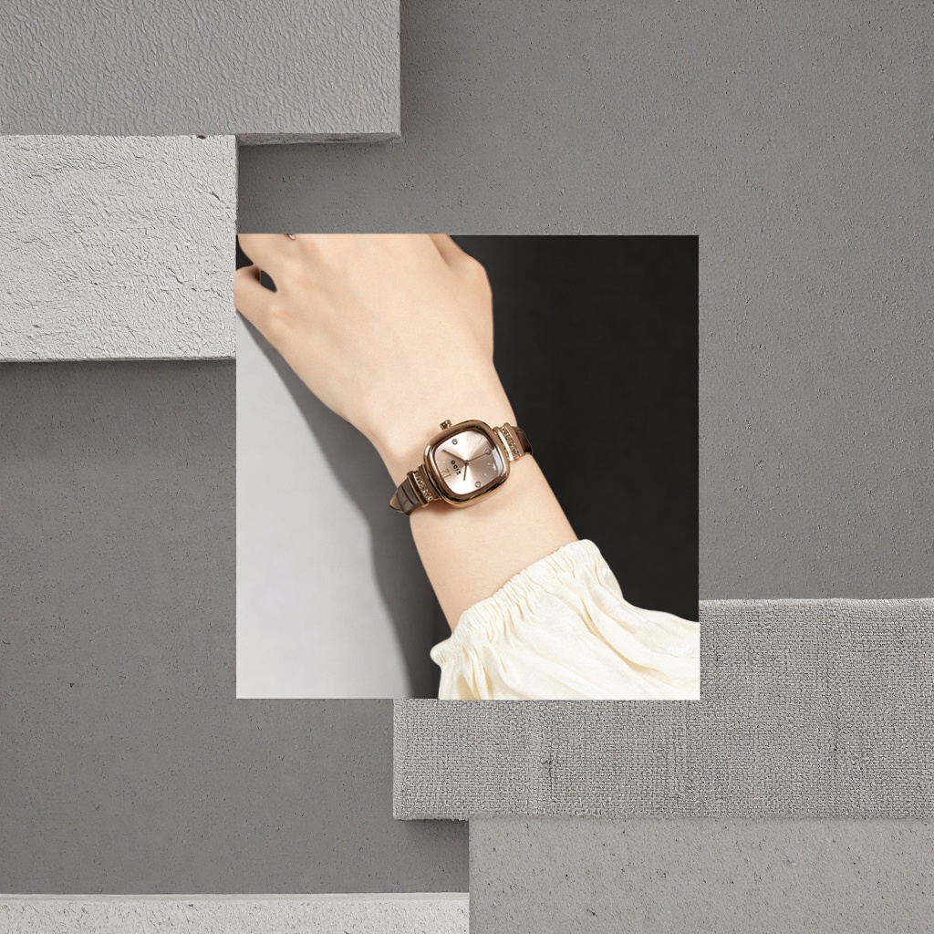 This golden case watch is a fashionable and simple wristwatch for both women and men when worn on the wrist Application Scenario