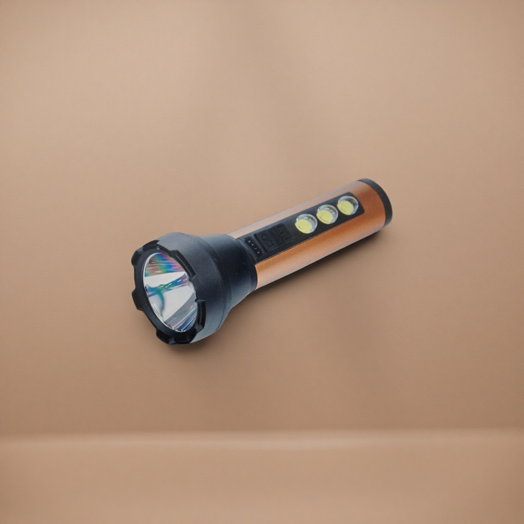 Naranja y negro luz brillante recargable linterna portátil LED impermeable iluminación exterior Specification image