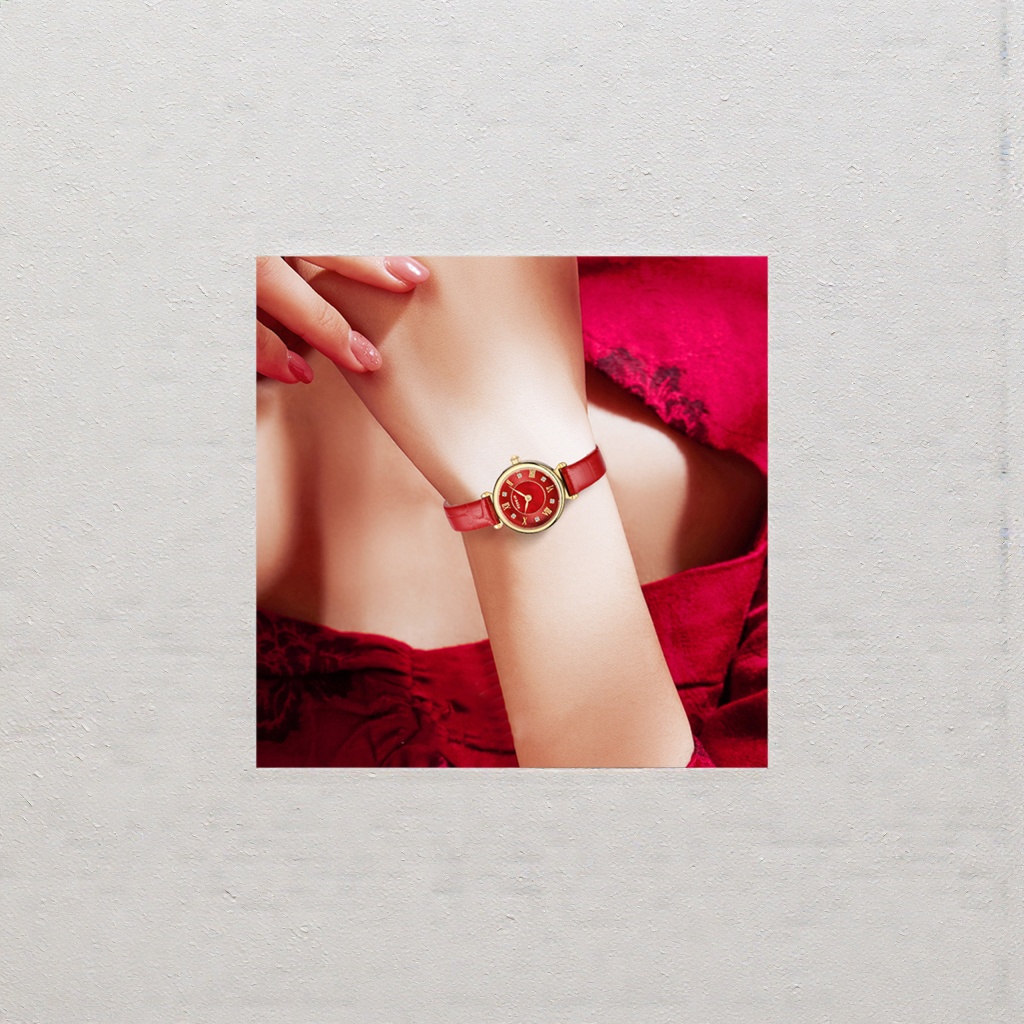 The red leather strap watch is a simple and fashionable wristwatch for men, comfortable to wear on the wrist