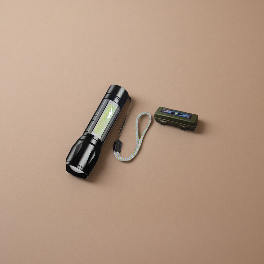 Linterna negra cordón de montaje caja de almacenamiento verde portátil luz brillante LED tipo de carga Specification image