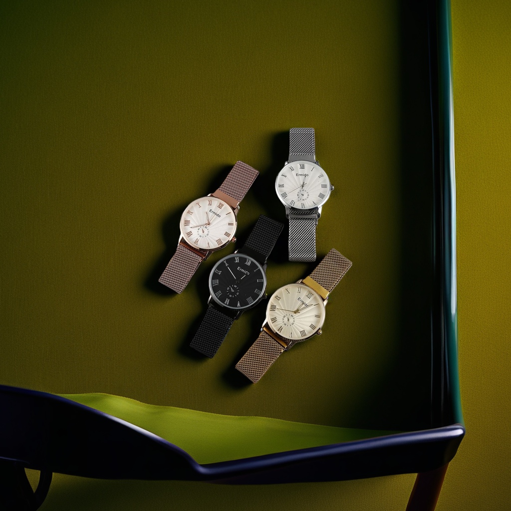 The Ermido four-color strap is interchangeable for women's watches