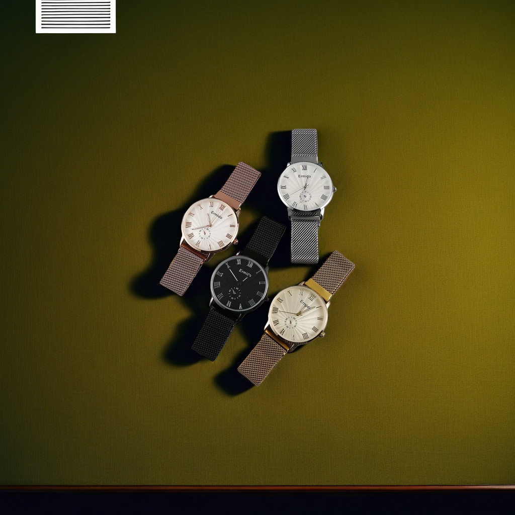 The Ermido four-color strap is interchangeable for women's watches details Picture