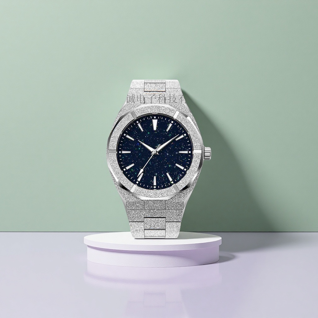 The silver starry sky dial quartz ladies' watch is simple, fashionable, versatile and light luxury Specification image