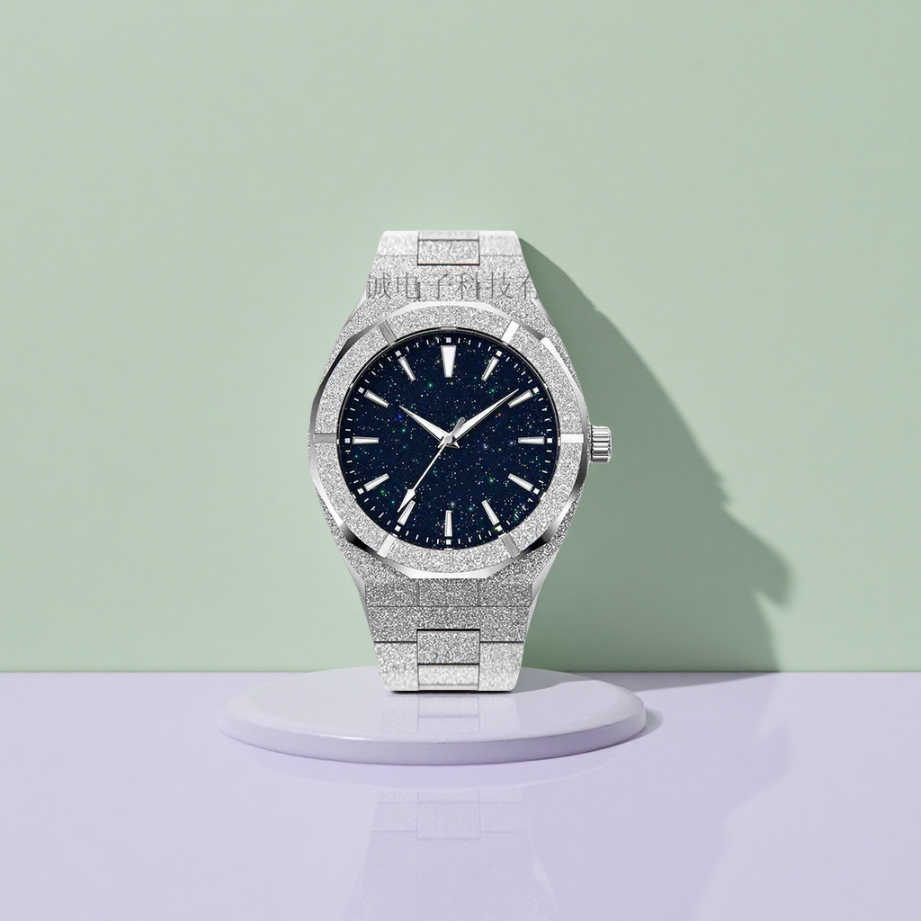 The silver starry sky dial quartz ladies' watch is simple, fashionable, versatile and light luxury details Picture
