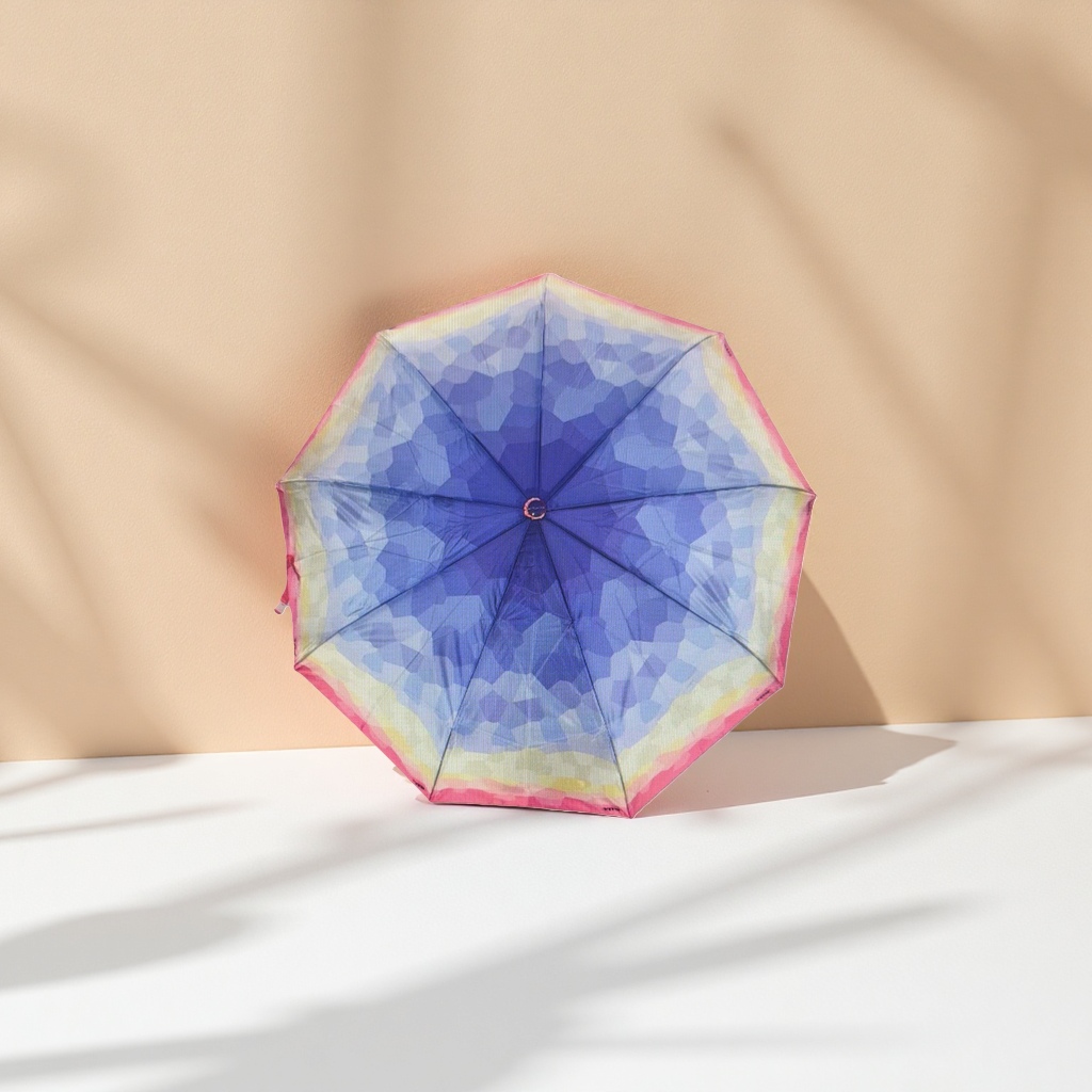 彩色几何图案晴雨两用伞 防水防晒轻便折叠