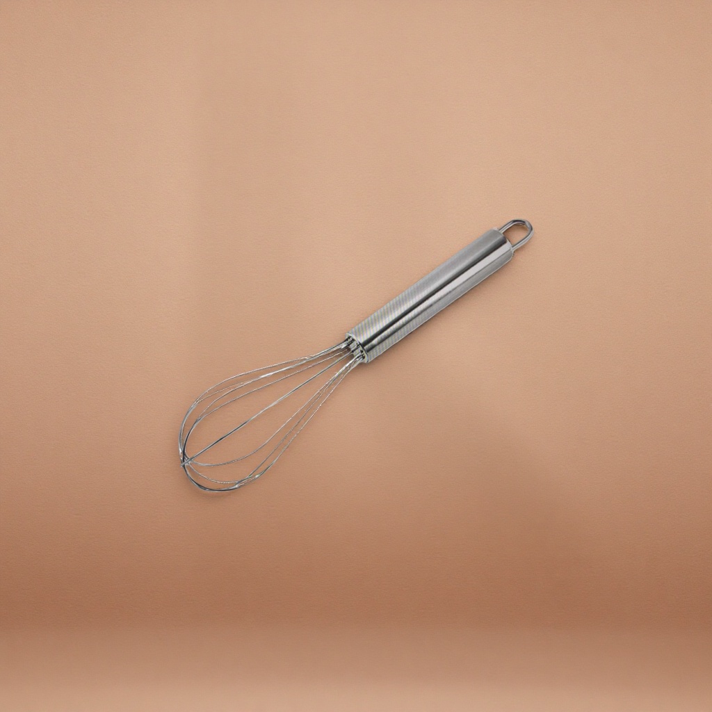 Silver metal egg beater, kitchen baking manual blender, stainless steel, corrosion-resistant Specification image