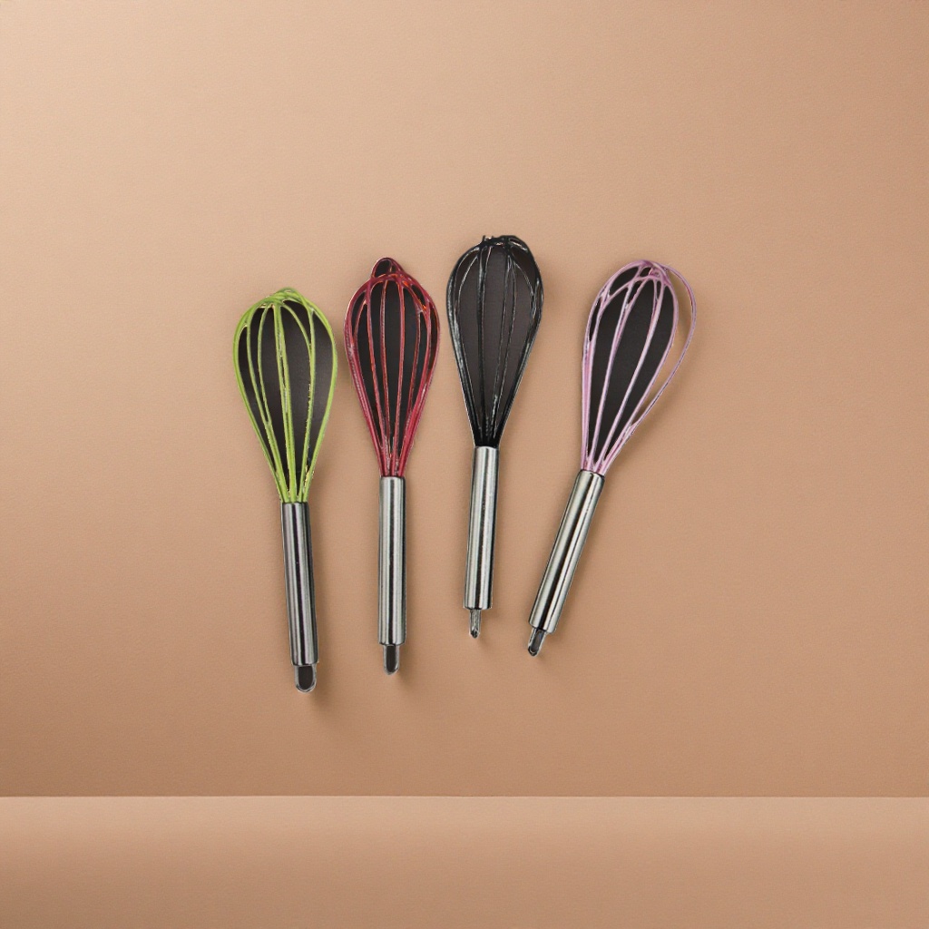 The colored silicone egg beater is a high-temperature resistant, anti-slip and easy-to-clean kitchen baking tool