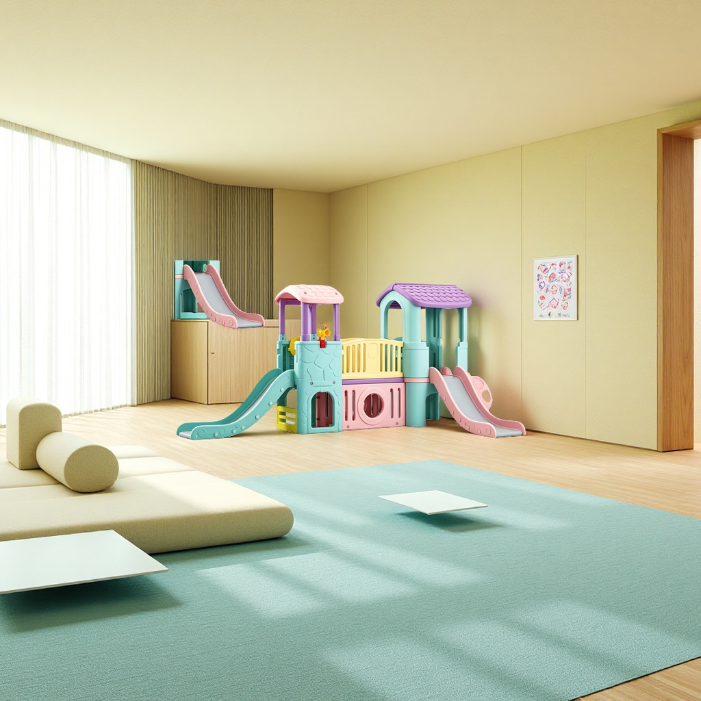 مجموعة من الأرجوحة المنزلقة لرياض الأطفال في روضة الأطفال الملونة Specification image