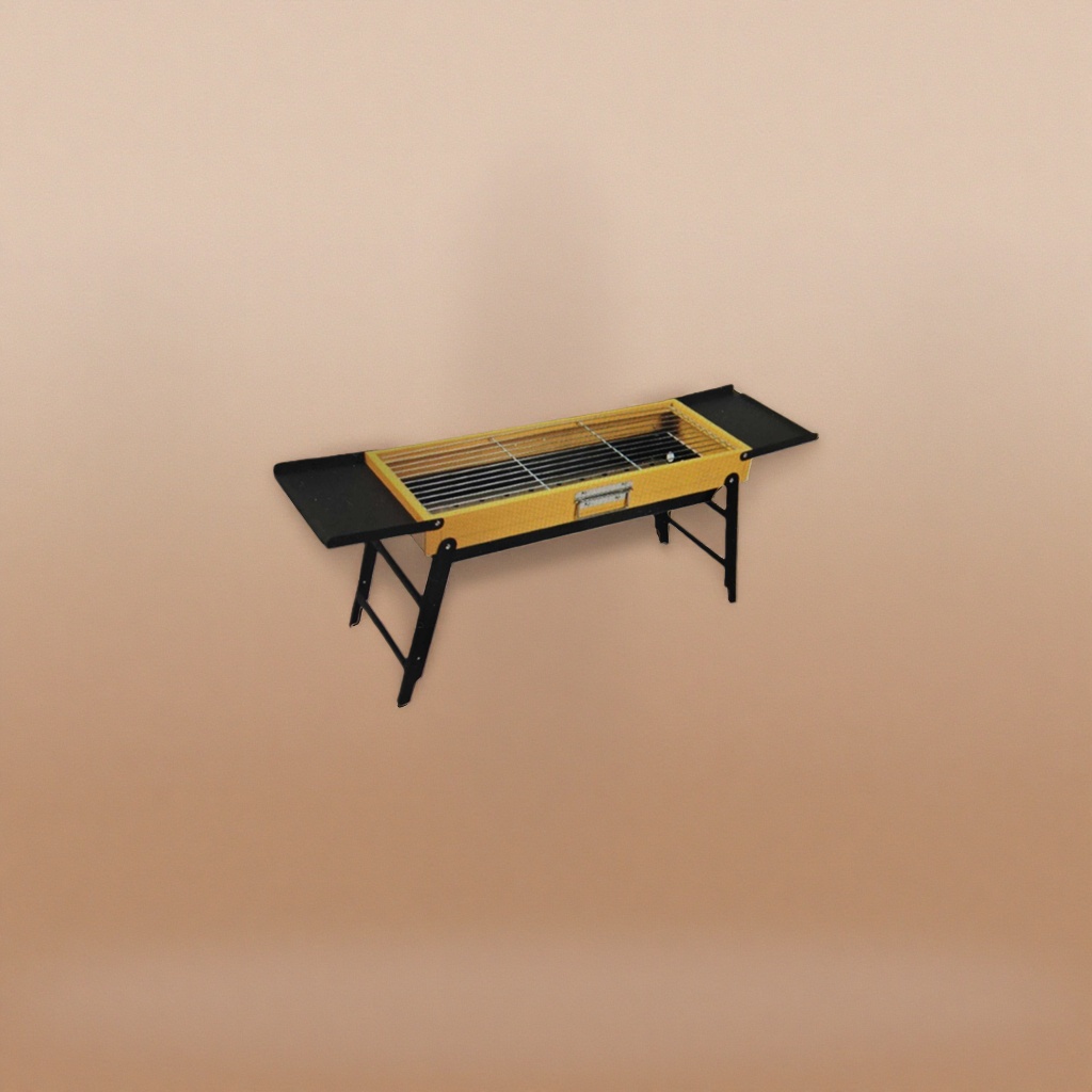Yellow portable barbecue grill, outdoor camping, home stainless steel barbecue grill Specification image