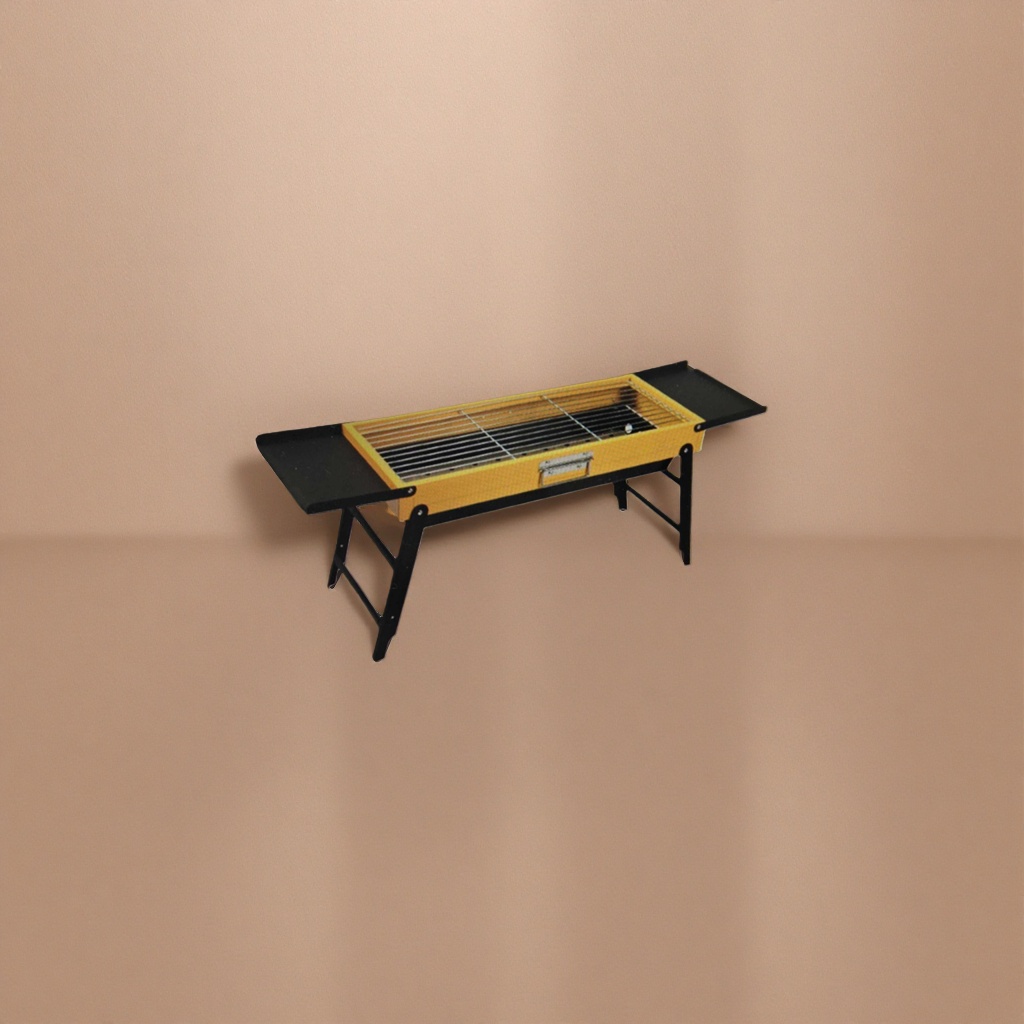Yellow portable barbecue grill, outdoor camping, home stainless steel barbecue grill details Picture