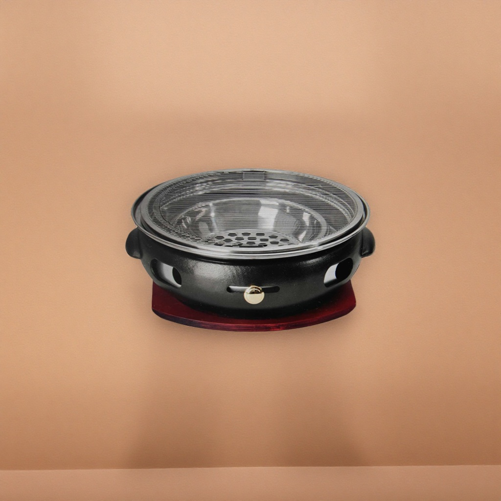 Horno de hierro fundido negro con tapa de rejilla metálica base roja horno doméstico details Picture