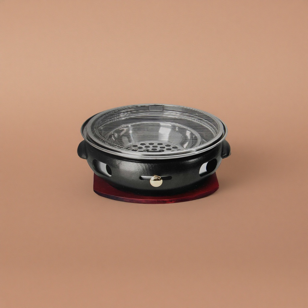 Horno de hierro fundido negro con tapa de rejilla metálica base roja horno doméstico Specification image