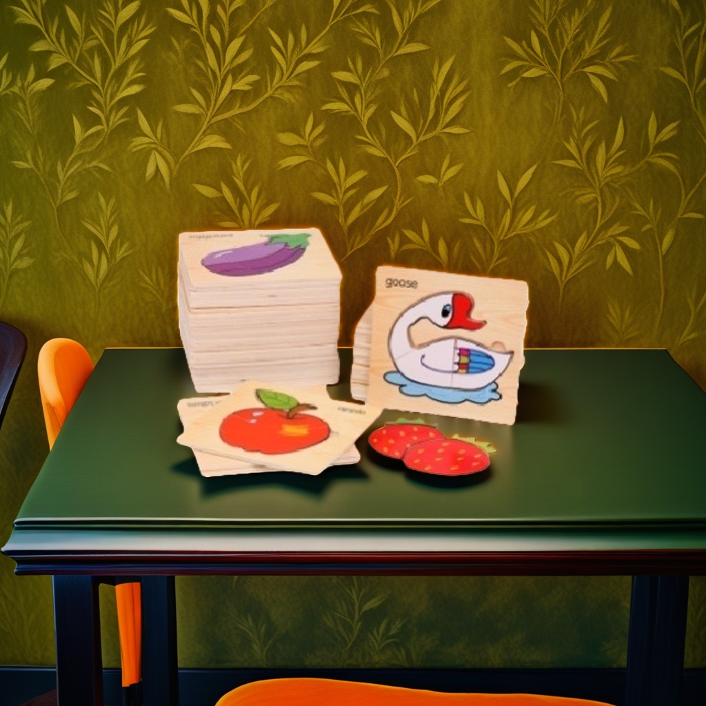 Madera rompecabezas juguetes berenjena manzana ganso fresa patrón rompecabezas para niños de educación temprana piezas de puzzle Specification image